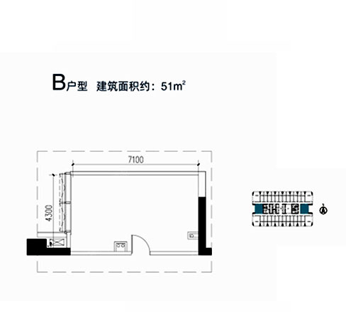 B戶型-51㎡ 1室1廳1衛