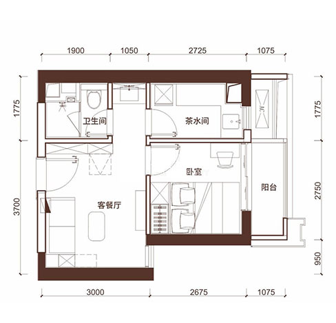 C戶型-48㎡1室1廳1衛