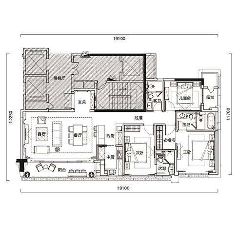 C座-b185㎡  3房2廳3衛