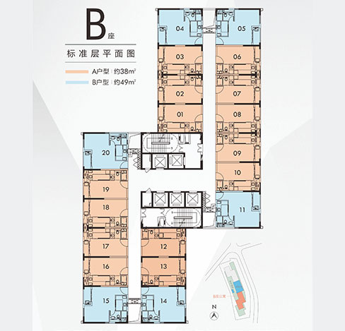 B座38㎡A戶型/49㎡B戶型平面圖