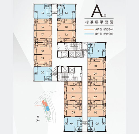 A座38㎡A戶型/49㎡B戶型平面圖