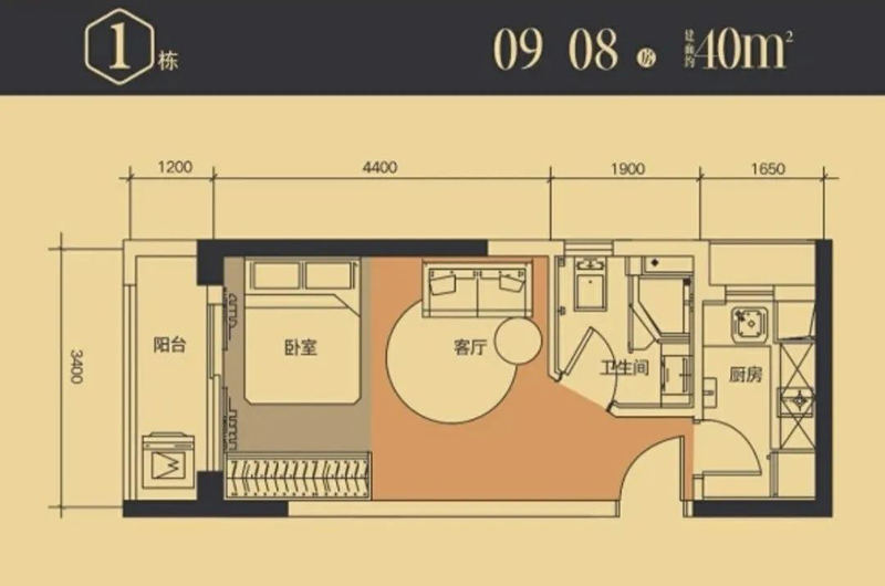 一房一衛一廚房一陽台